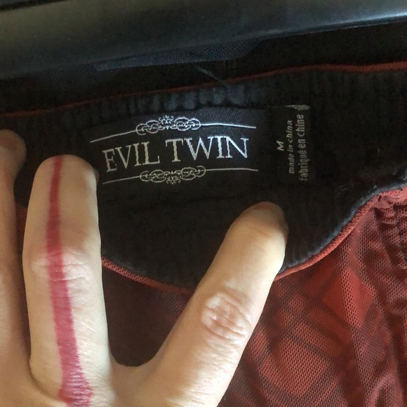 Evil Twin double zip panel skirt goth grunge hi/lo plaid red - Picture 4 of 4